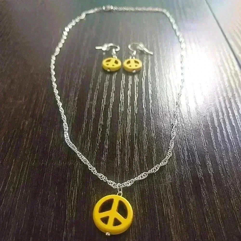 Peace Necklace And Earrings Set